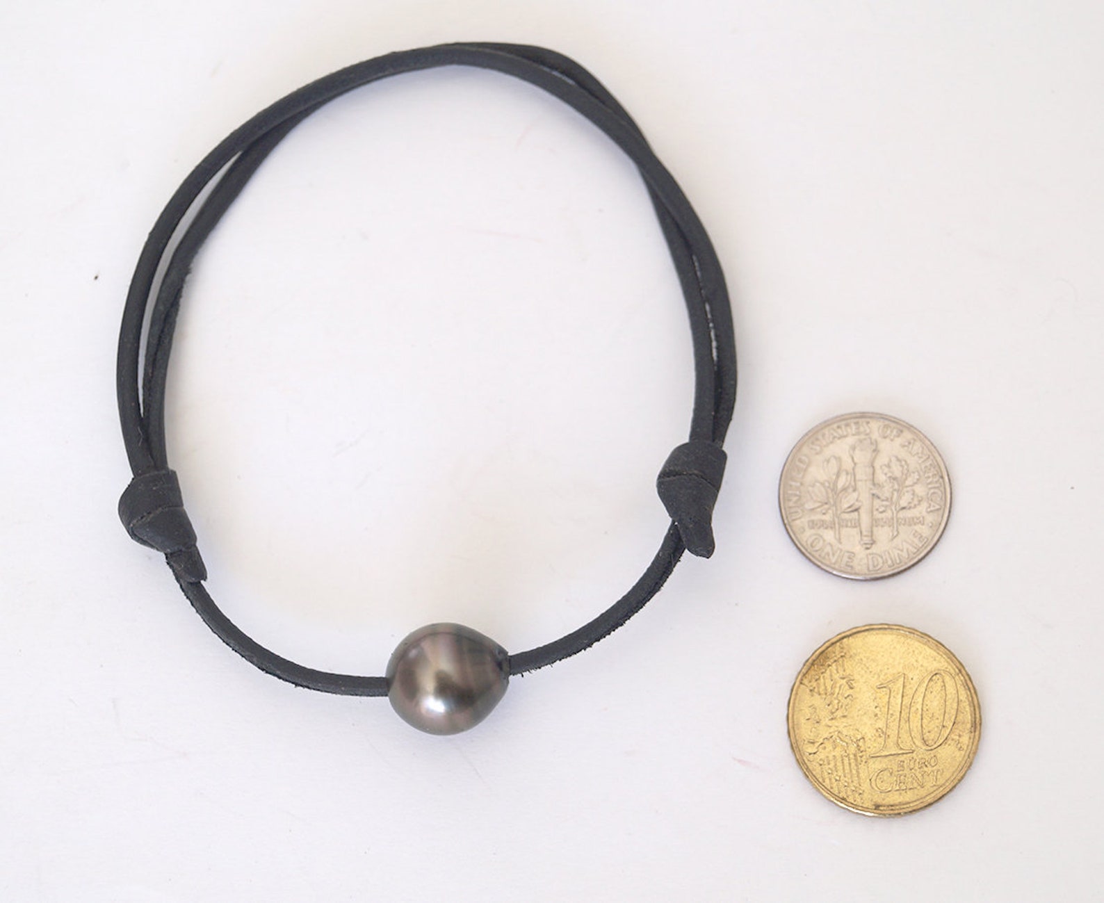Tahitian Pearl, Man Bracelet, Hand Rolled Leather, Adaptable - Nell - Etsy
