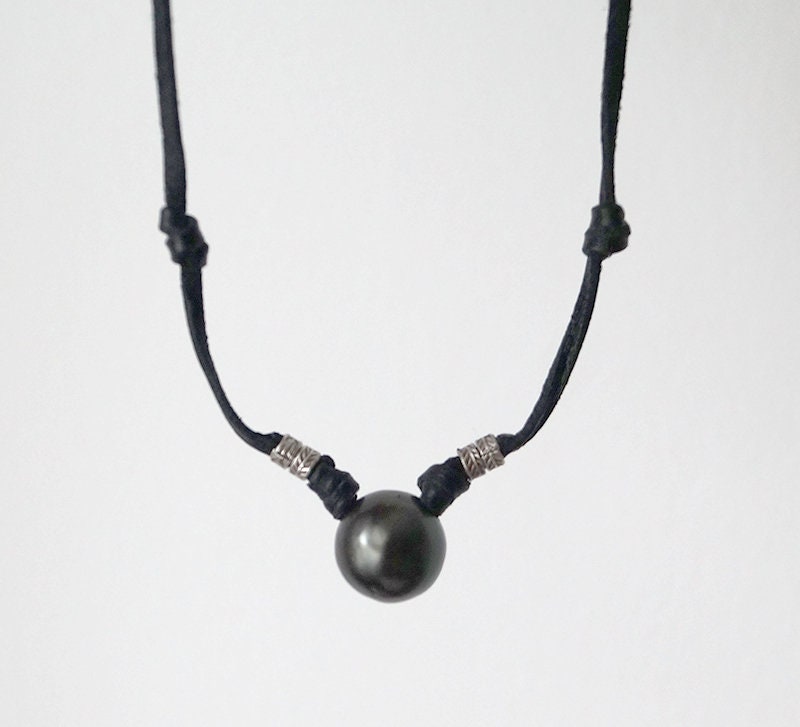 Men's tahitian shop black pearl necklace