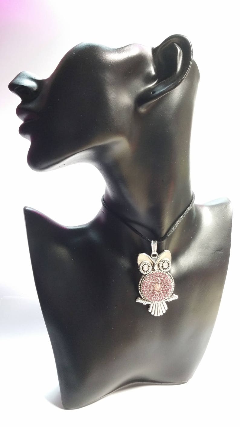 Pendant Glitter Owl Pink-Silver