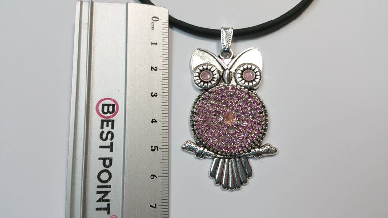 Pendant Glitter Owl Pink-Silver