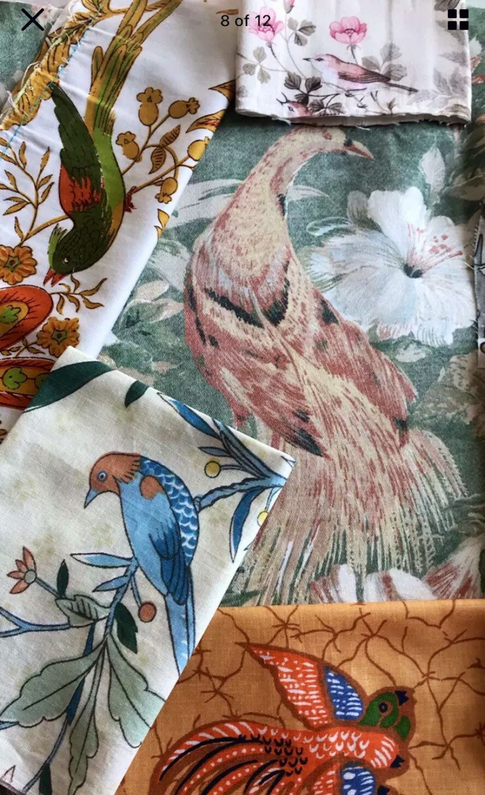 Vintage Sanderson Jonelle Crowson Fabric bird Scraps 10 Etsy UK