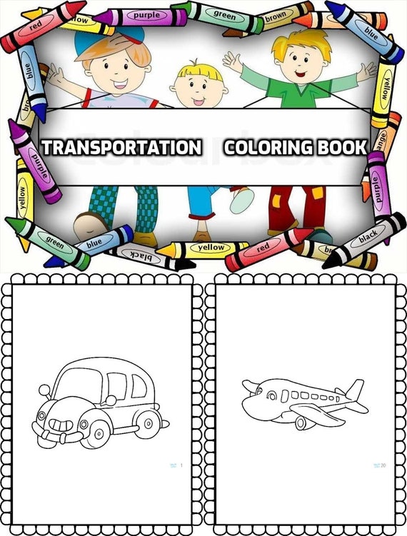Download Transportation Coloring Book For Kids Pdf 20 Pages Activity Etsy