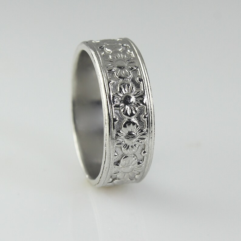 Flower Wedding Ring White Gold Wedding Ring for Women Flower Etsy
