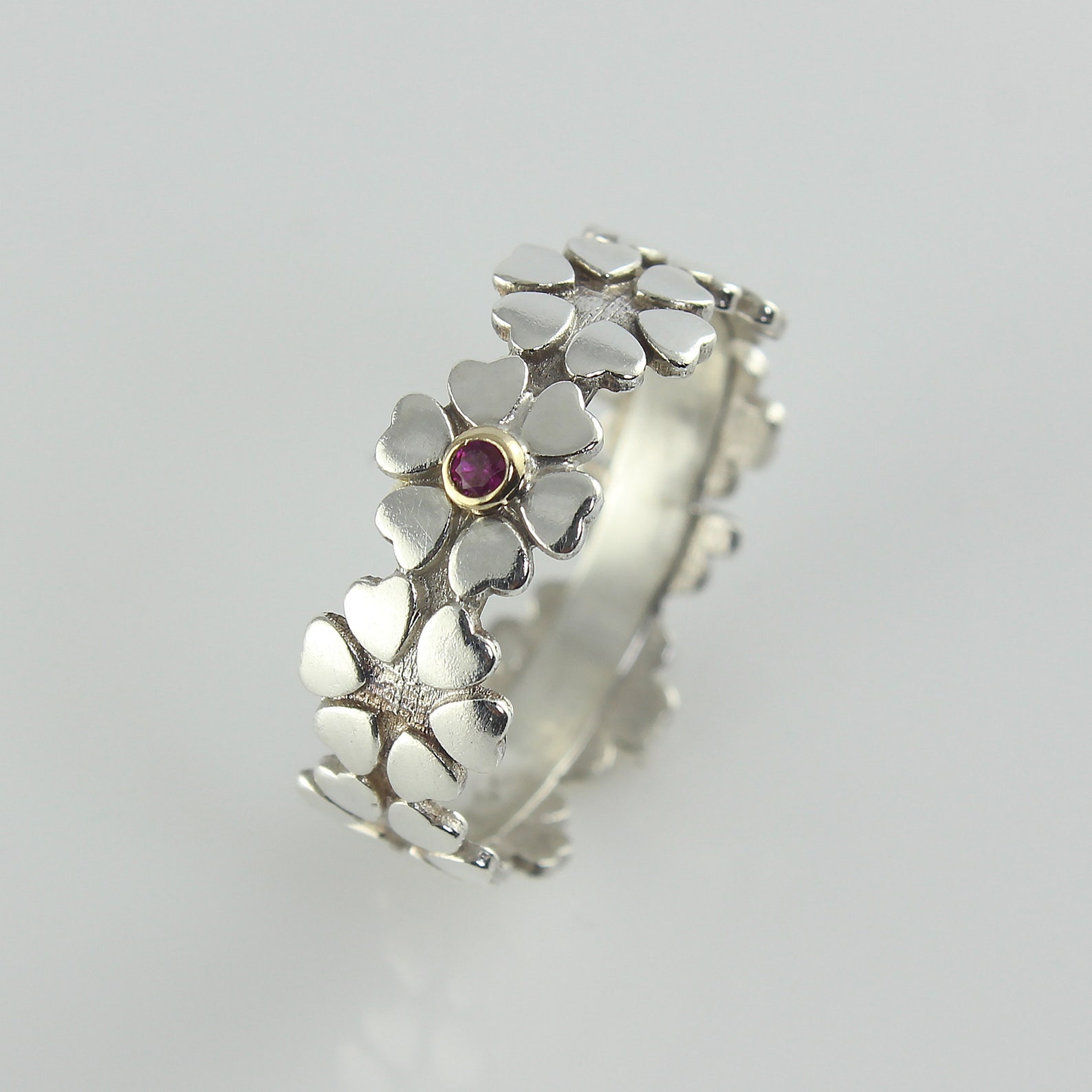 Flower Wedding Ring Ring for Women Gold Ruby Wedding Ring Etsy