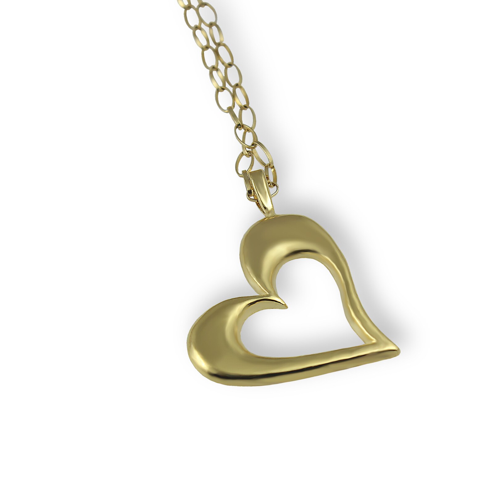 Gold Necklace Gold Heart Necklace Gold Heart Pendant Gold Etsy