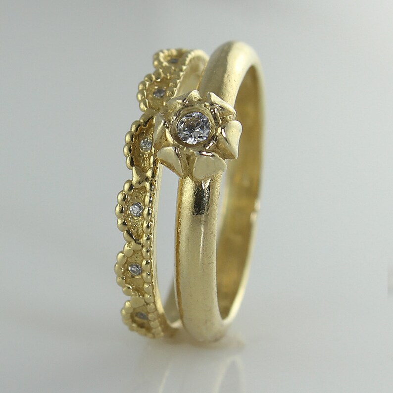 Set of Diamond Rings 18k 14K Gold Set of Rings Diamonds Etsy