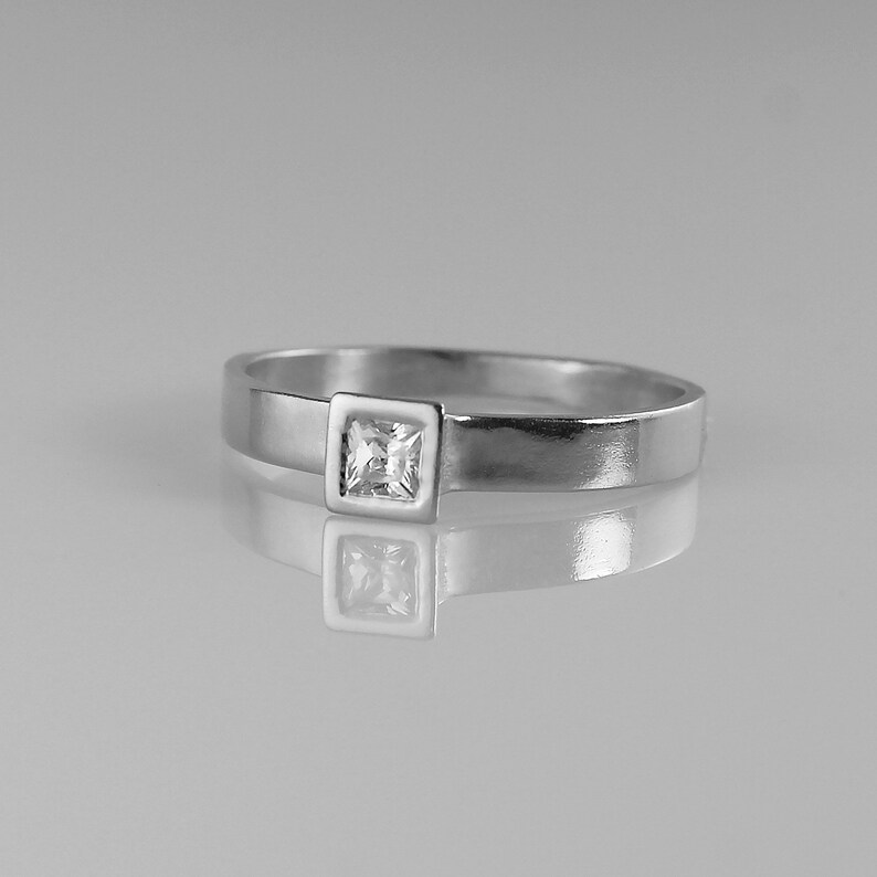 Diamond Engagement Ring Princess Cut Diamond Ring Gold Etsy