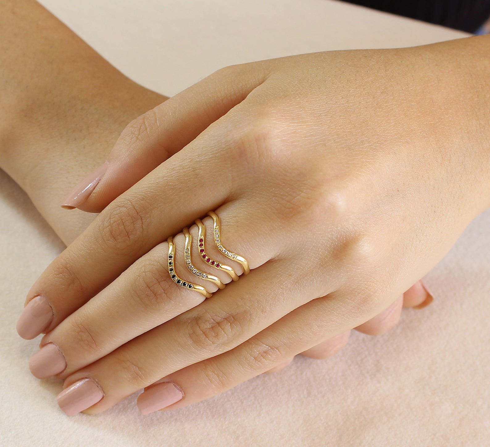 14K gold set Of Rings Gemstones Rings Set Of Gold Rings Etsy