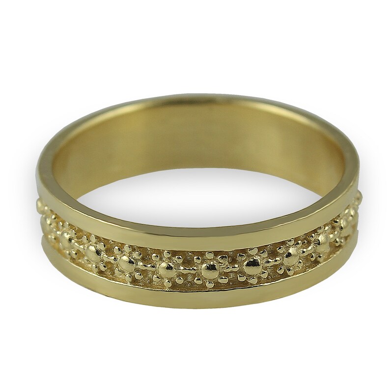 Yellow Gold Wedding Band Unique Wedding Band Floral Wedding Etsy