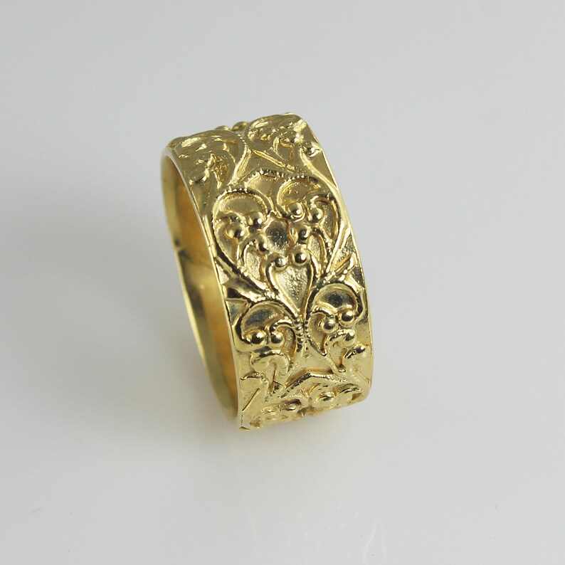 Filigree Wedding Band Vintage Style Ring Wide Wedding - Etsy