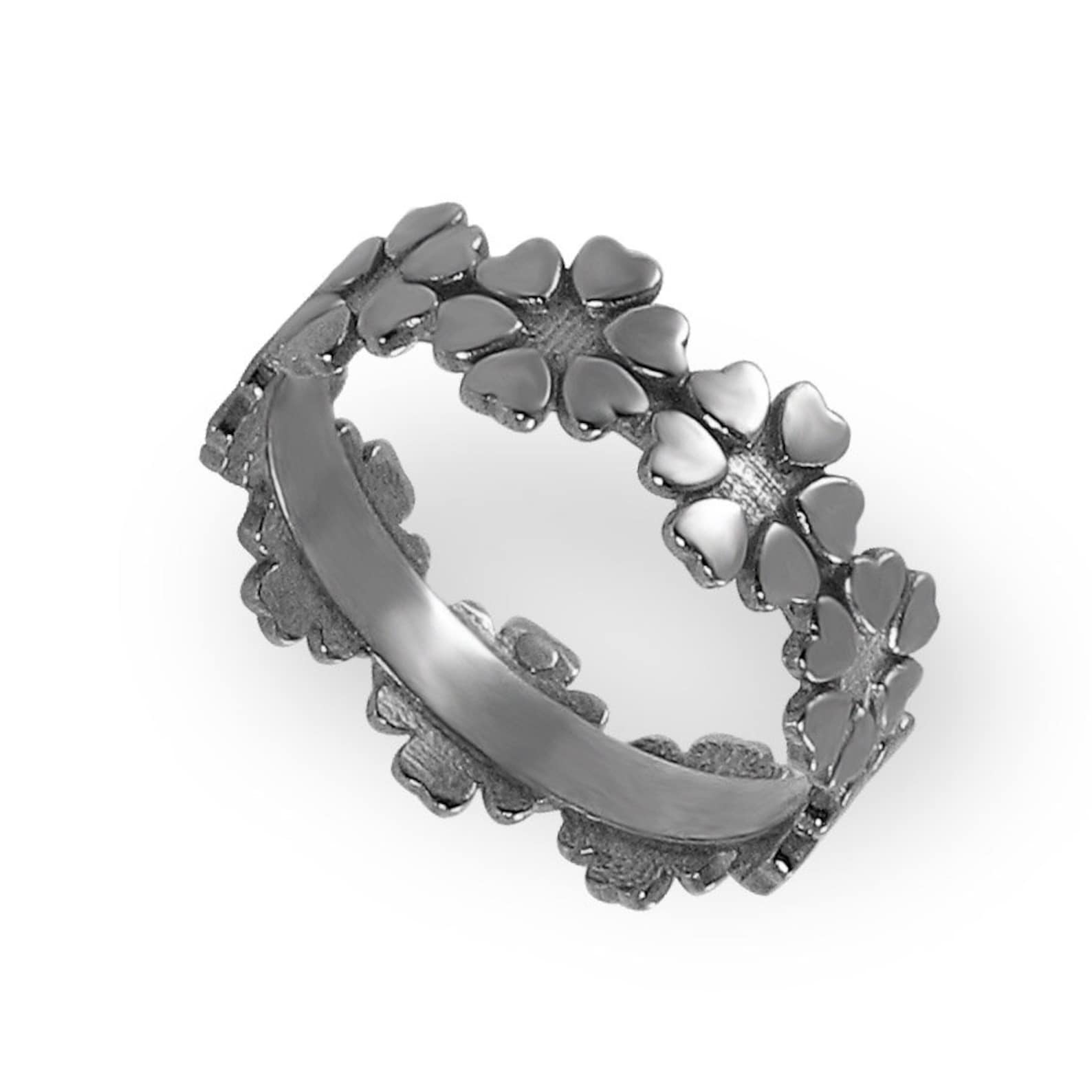 Wedding Band Flower Wedding Ring White Gold Statement Etsy