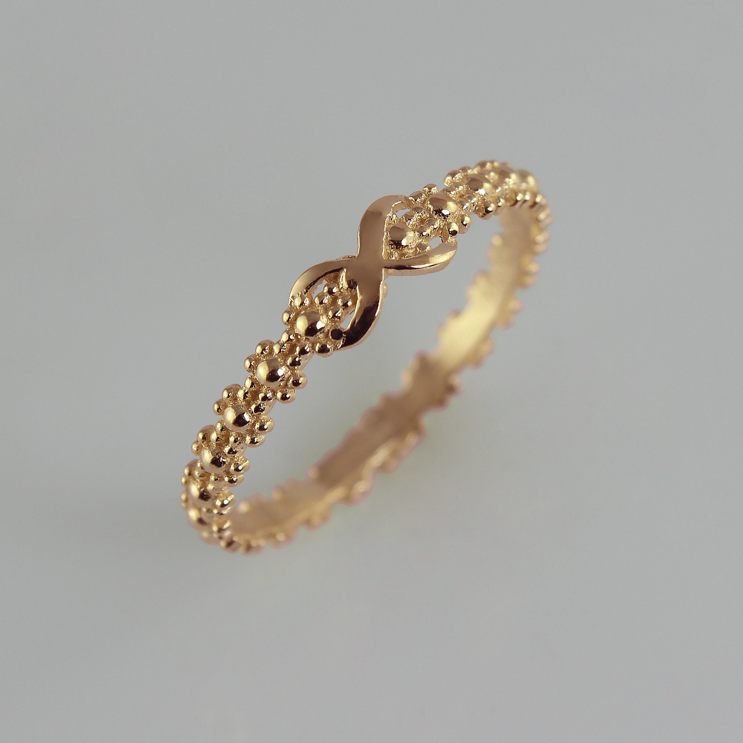 Gold Flower Ring Infinity Ring Floral Wedding Ring Promise - Etsy Israel