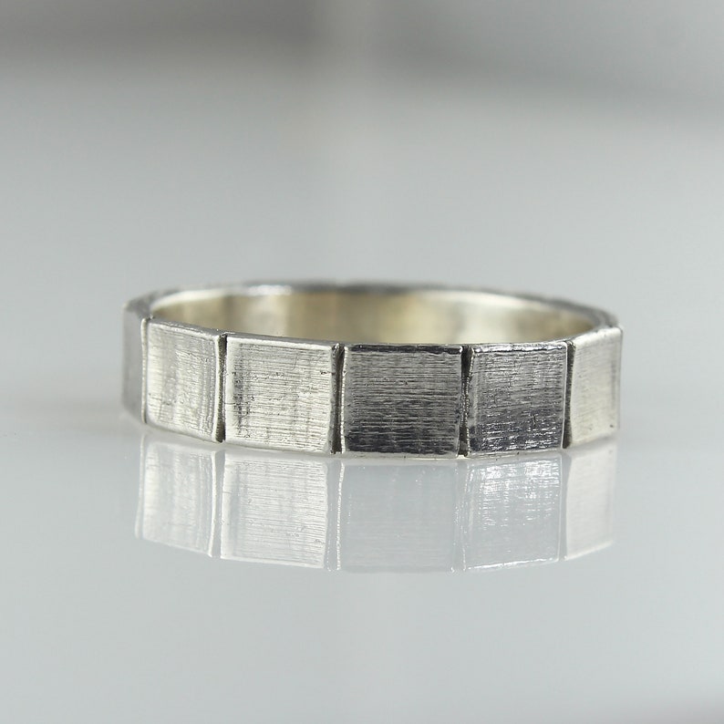 Men's Wedding Band 14k White Gold Wedding Band Square | Etsy
