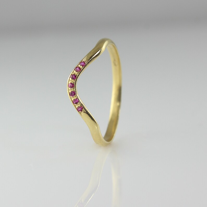 Yellow Gold Wedding Band Ruby Wedding Band Contoured | Etsy