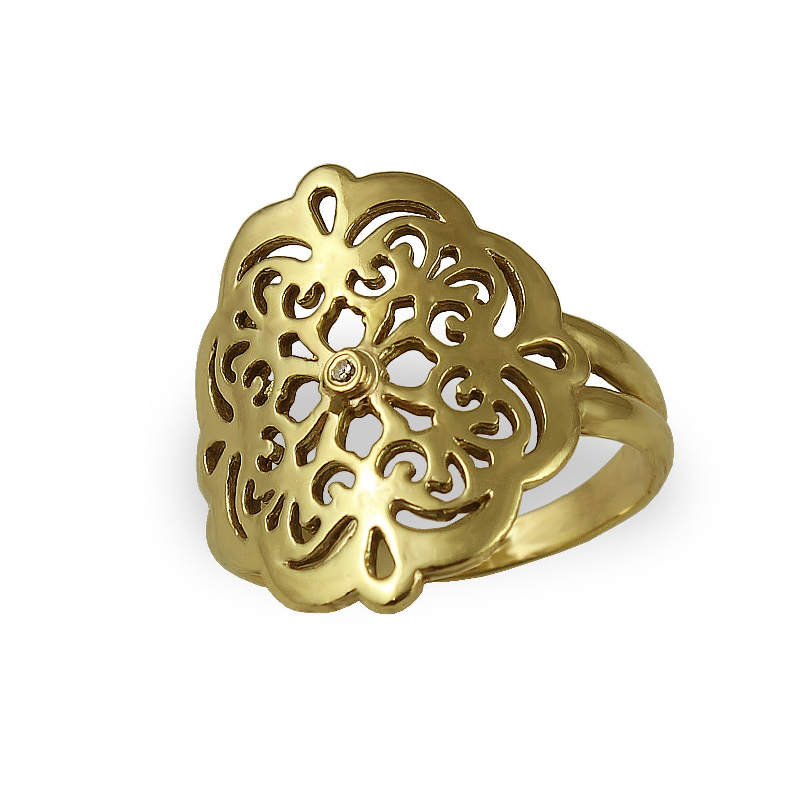 Diamond Lace Ring 14K Gold Ring Unique Diamond and Etsy