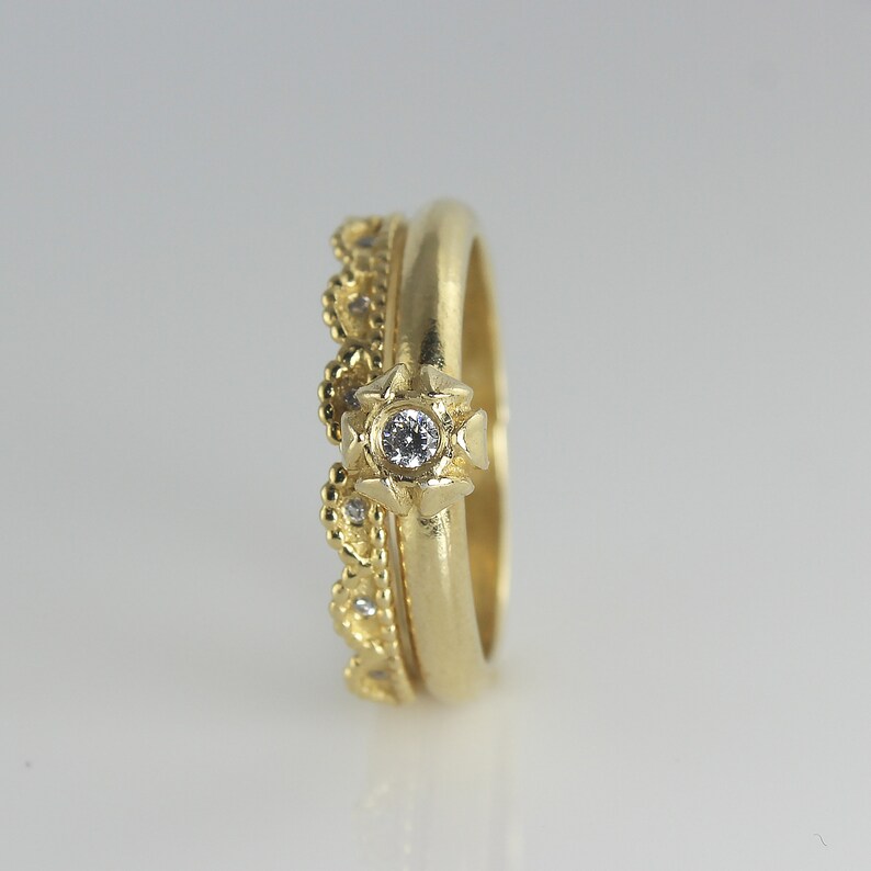Set of Diamond Rings 18k 14K Gold Set of Rings Diamonds Etsy