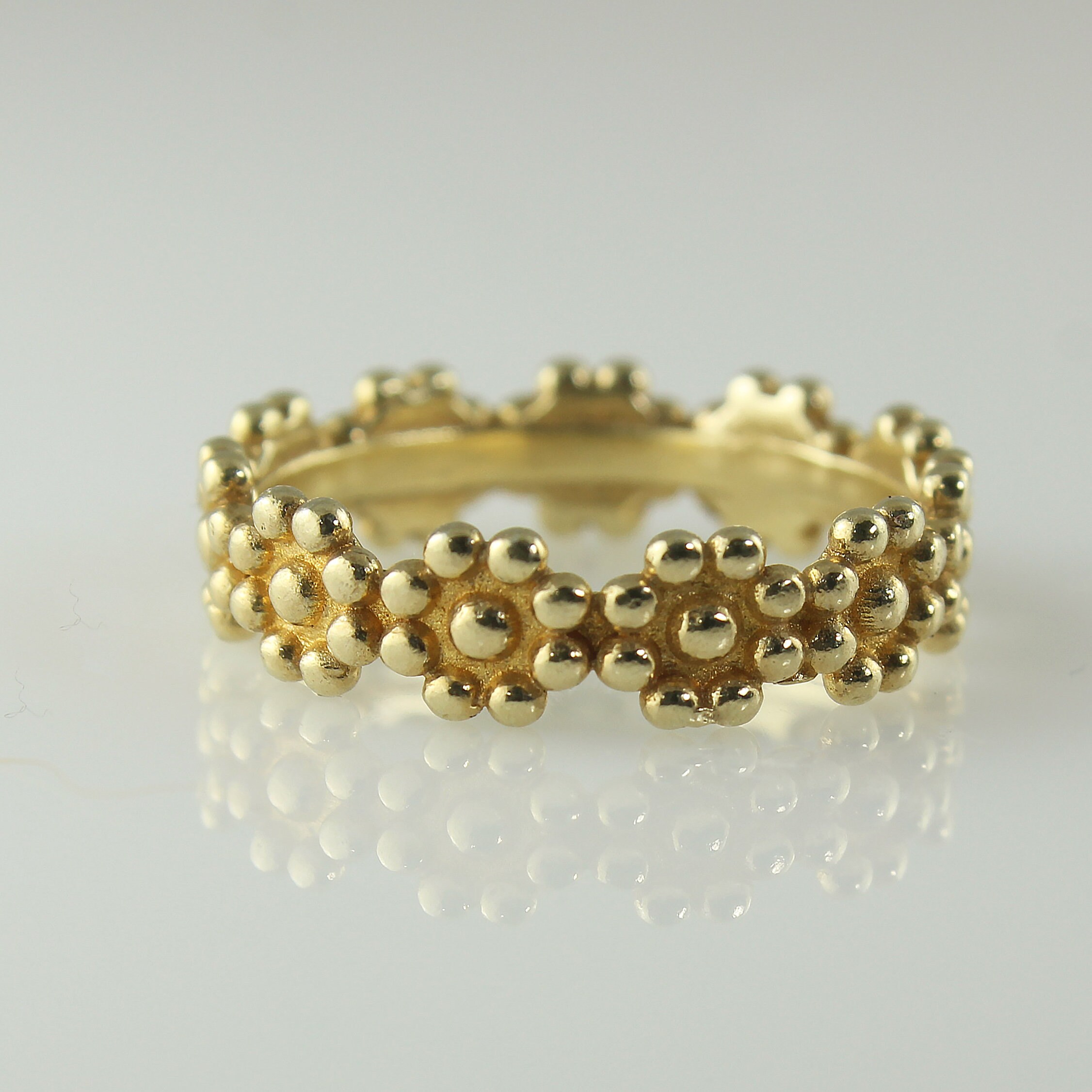 Gold Wedding Ring for Women Gold Flower Ring Textured Ring - Etsy Israel