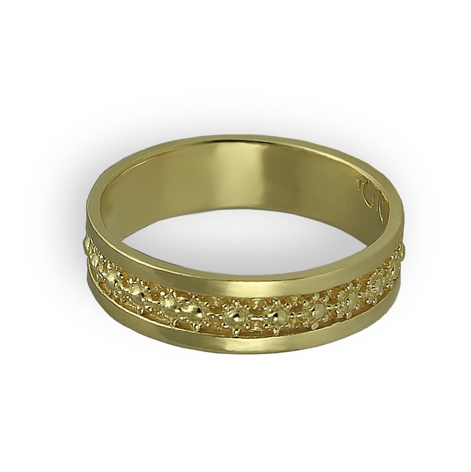 Yellow Gold Wedding Band Unique Wedding Band Floral Wedding Etsy