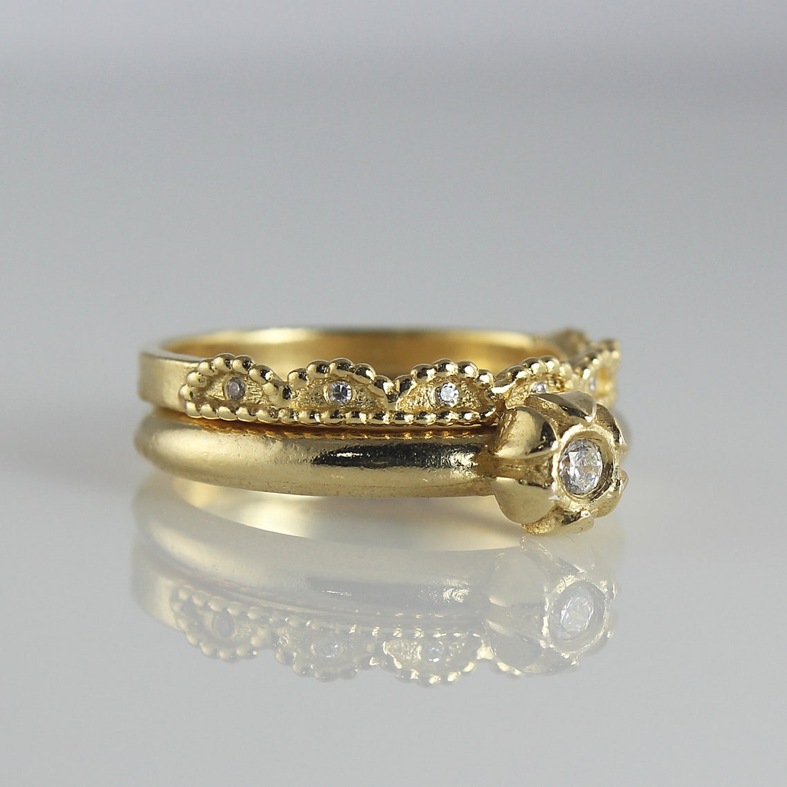 Set of Diamond Rings 18k 14K Gold Set of Rings Diamonds Etsy