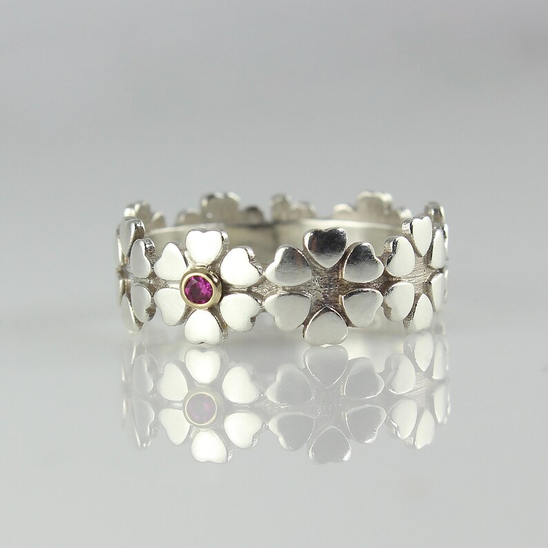 Flower Wedding Ring Ring for Women Gold Ruby Wedding Ring Etsy