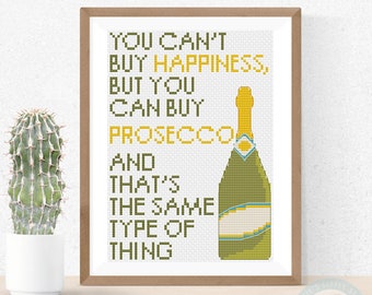 Prosecco Alcohol Quote Cross Stitch Pattern