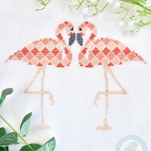 Flamingos Geometric Cross Stitch Pattern
