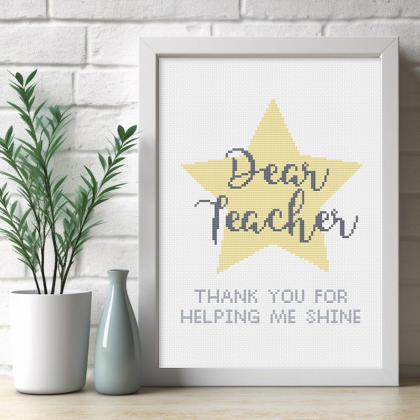 Thank you Teacher Cross Stitch Pattern Helping me shine star