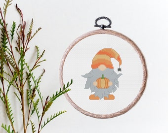 Gonk Gnome Halloween Typography Cross Stitch Pattern