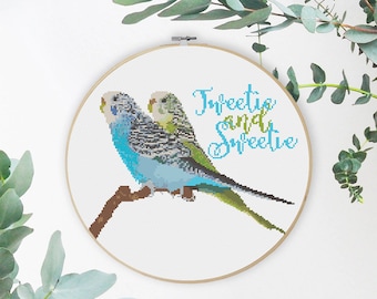 DIY PERSONALISED Budgie Parakeet Bird Cross Stitch Pattern