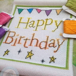 Happy Birthday Scroll Cross Stitch Pattern & Instructions
