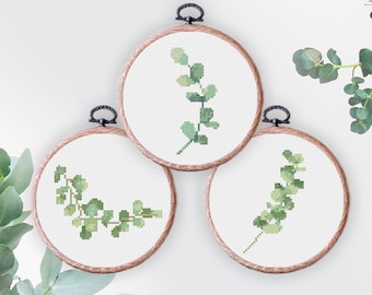 BUNDLE Mini Eucalyptus Botanical Leaves Leaf Nature Cross stitch patterns