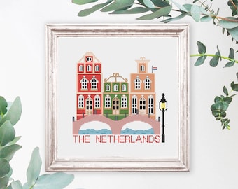 Netherlands Amsterdam Capital City Cross Stitch Pattern