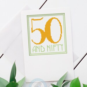 Modèle de point de croix typographie 50e joyeux anniversaire