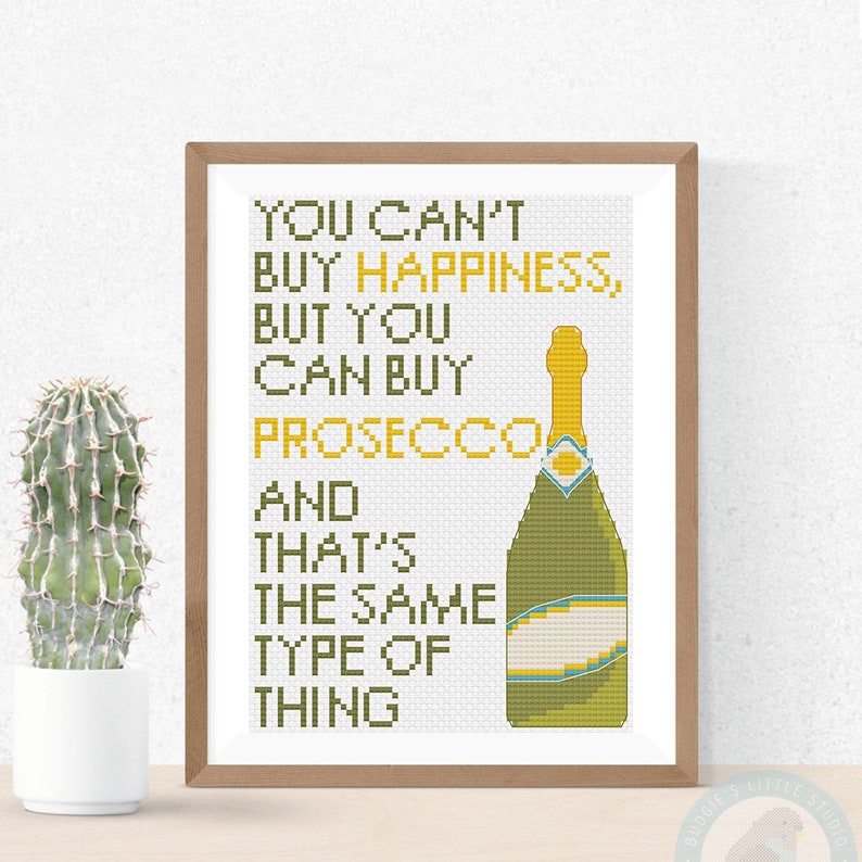 Prosecco Alcohol Quote Cross Stitch Pattern image 1