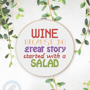 Wine Joke Funny Humorous Cross Stitch Pattern