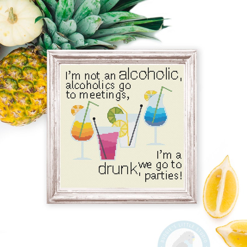 Drinking Alcoholic Drunk Cocktail Quote Cross Stitch Pattern Etsy