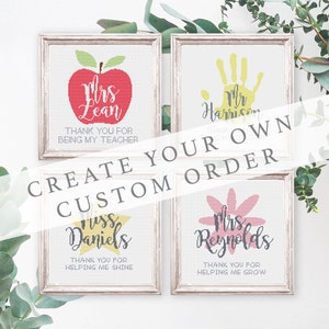 Custom Personalised Teacher Thank you Cross Stitch Pattern