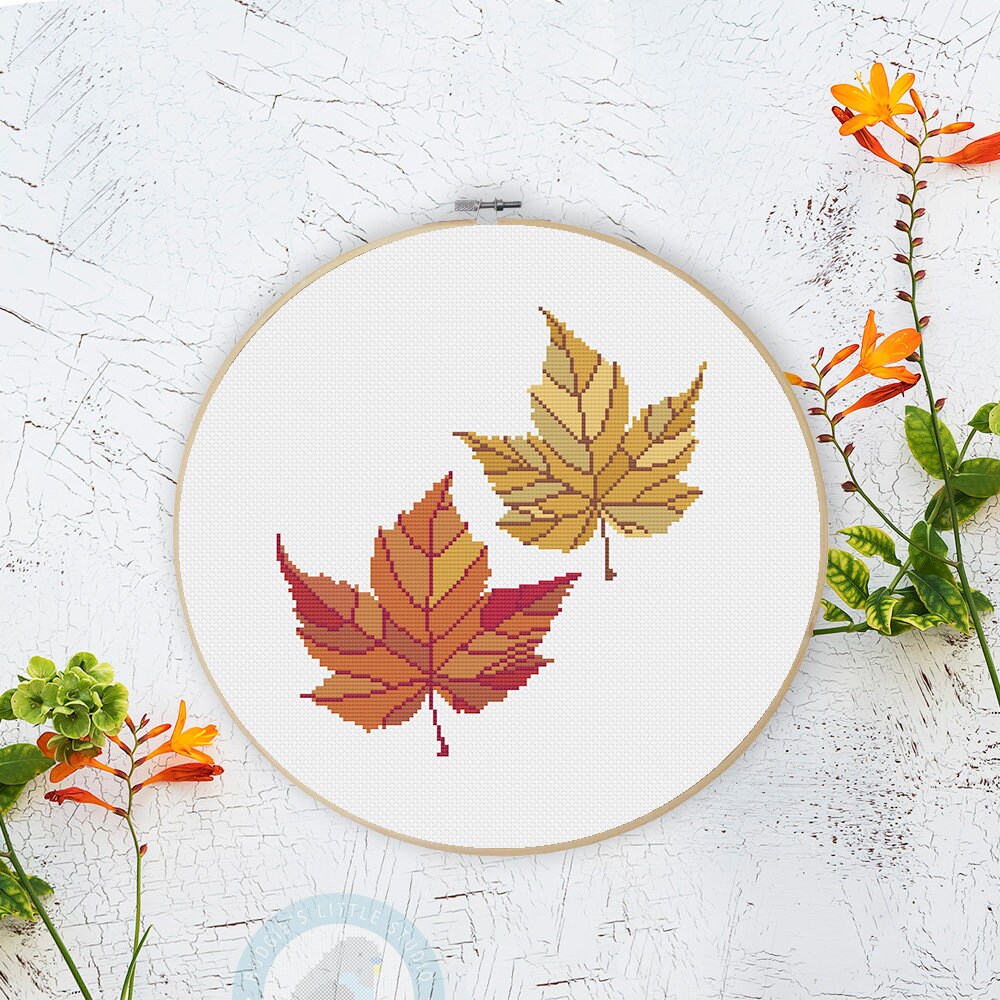 Autumn Fall Leaves Cross stitch pattern Etsy