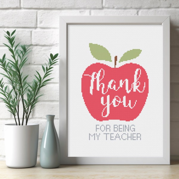 Thank you Teacher Cross Stitch Pattern thank you for being my teacher