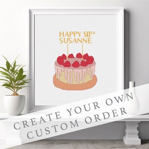 Personalised Birthday Cross Stitch Pattern 18th 21st 30th 40th 50th 60th 70th 80th 90th 100th image 1