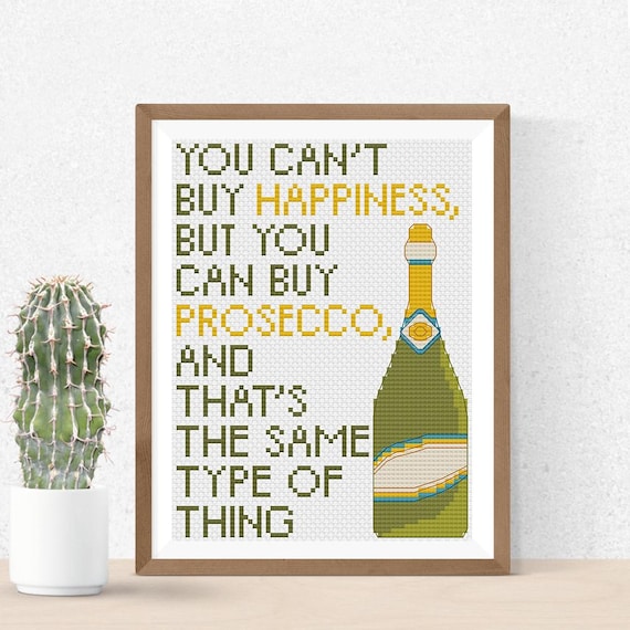 Prosecco Alcohol Quote Cross Stitch Pattern