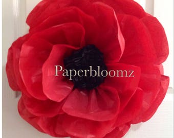 Large Tissue Paper Poppies x 5 Anzac flowers backdrops special events wall decorations