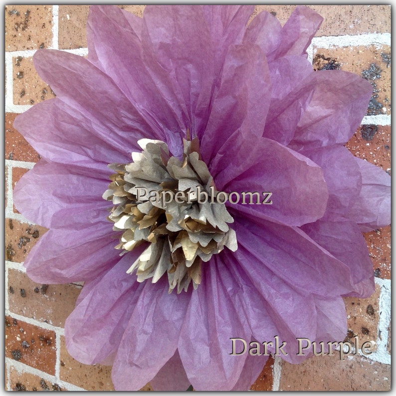 5 X Medium 25cm Tissue Paper Flowers With Meltalic Gold Etsy Australia