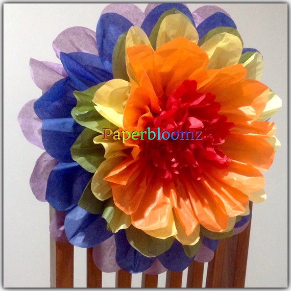 Set Of 5 X Large Rainbow Paper Flowers Bulk Wedding Flowers Etsy
