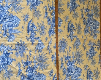 Waverly French Country Life Toile Blue Yellow Button Valance Curtain Panel