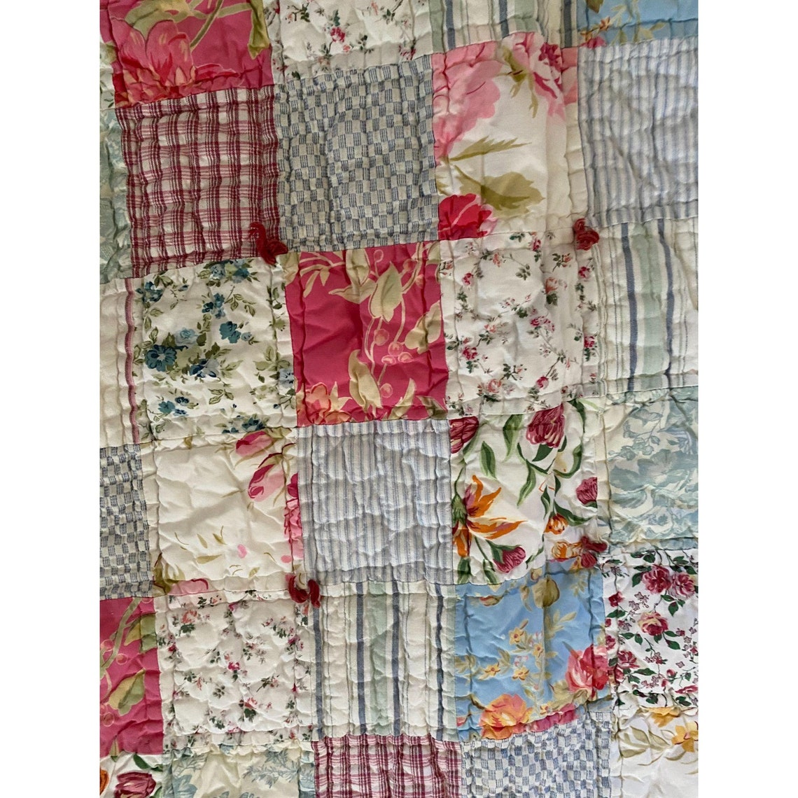 Pottery Barn Twin Ruffle Patchwork Quilt 73X86 Etsy