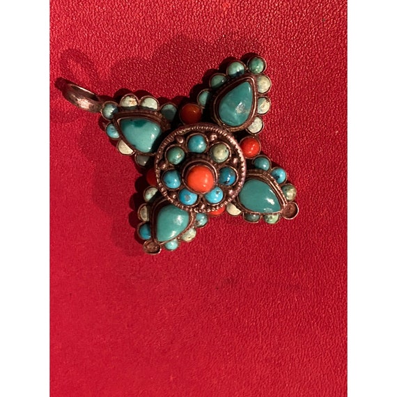 Vintage Turquoise Sterling Silver Pendant - image 1