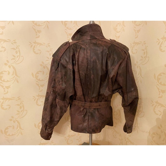 Winlit Vintage Leather Bomber Jacket Small - image 3