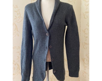 Malika 100% Cashmere Gray Cardigan Sweater Ladies Medium