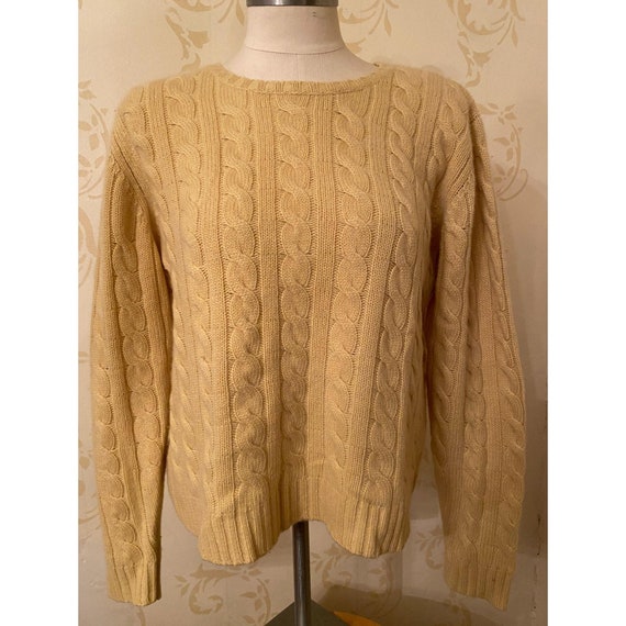 100%cashmere Thick Cable Sweater Medium 